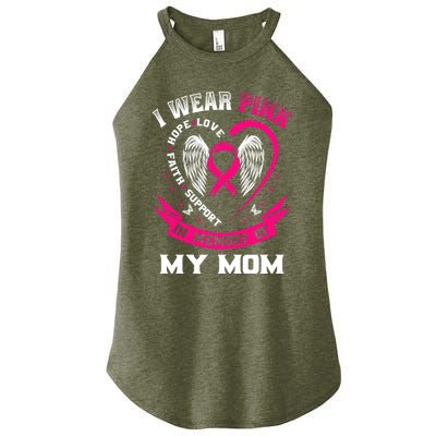 I Wear Pink In Memory Of My Mom Breast Cancer Awareness Gift Women's Perfect Tri Rocker Tank