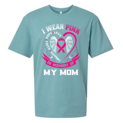 I Wear Pink In Memory Of My Mom Breast Cancer Awareness Gift Sueded Cloud Jersey T-Shirt