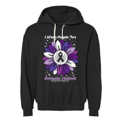 I Wear Purple For Domestic Violence Awareness Month Garment-Dyed Fleece Hoodie