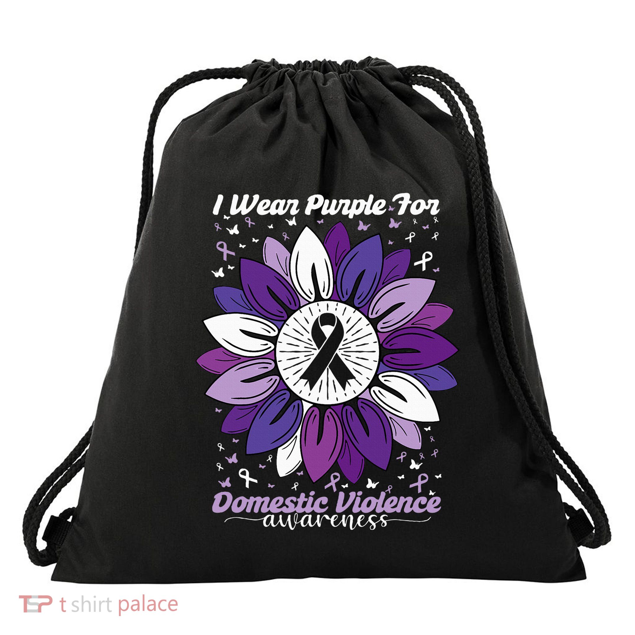 I Wear Purple For Domestic Violence Awareness Month Drawstring Bag