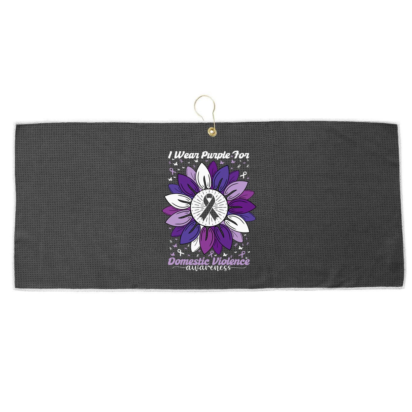 I Wear Purple For Domestic Violence Awareness Month Large Microfiber Waffle Golf Towel