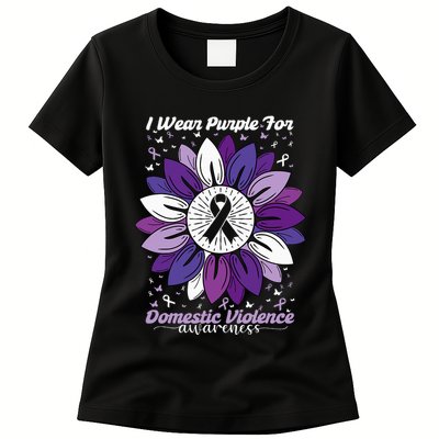 I Wear Purple For Domestic Violence Awareness Month Womens T-Shirt