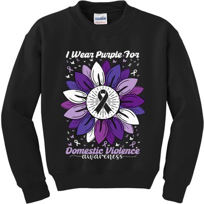 I Wear Purple For Domestic Violence Awareness Month Kids Sweatshirt