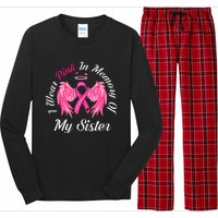 I Wear Pink In Memory Of Sister Breast Cancer Memorial Long Sleeve Pajama Set