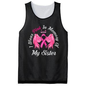 I Wear Pink In Memory Of Sister Breast Cancer Memorial Mesh Reversible Basketball Jersey Tank