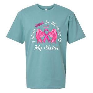 I Wear Pink In Memory Of Sister Breast Cancer Memorial Sueded Cloud Jersey T-Shirt