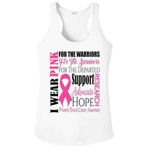 I Wear Pink For Warriors Breast Cancer Awareness Support Ladies PosiCharge Competitor Racerback Tank