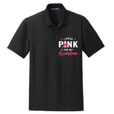 I Wear P.I.N.K For My Grandma Breast Cancer Awareness Dry Zone Grid Polo