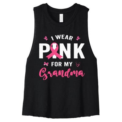 I Wear P.I.N.K For My Grandma Breast Cancer Awareness Women's Racerback Cropped Tank