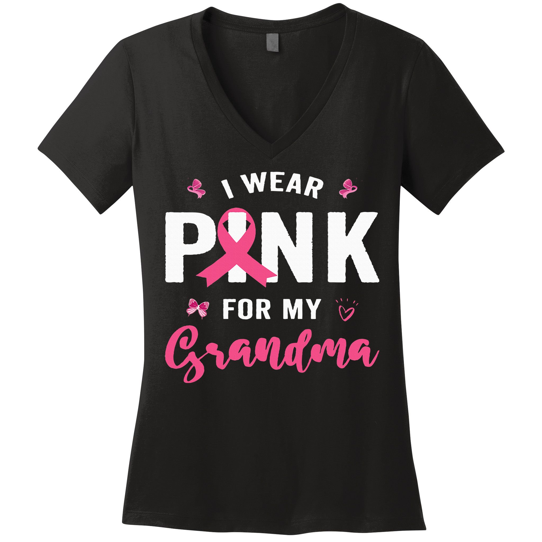 I Wear P.I.N.K For My Grandma Breast Cancer Awareness Women's V-Neck T-Shirt