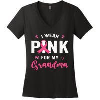 I Wear P.I.N.K For My Grandma Breast Cancer Awareness Women's V-Neck T-Shirt