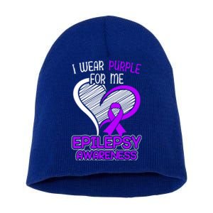 I Wear Purple For Me Epileptic Seizure Epilepsy Awareness Gift Short Acrylic Beanie