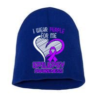 I Wear Purple For Me Epileptic Seizure Epilepsy Awareness Gift Short Acrylic Beanie