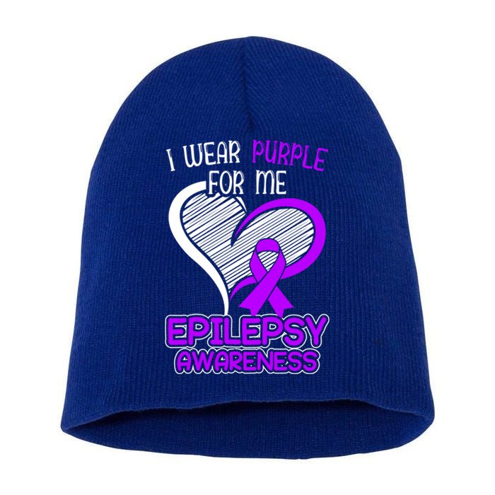 I Wear Purple For Me Epileptic Seizure Epilepsy Awareness Gift Short Acrylic Beanie