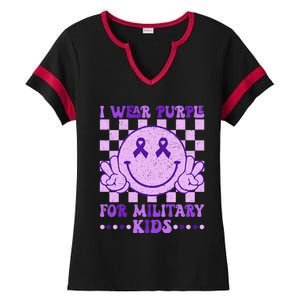 I Wear Purple For Military K.Ids Month Of The Military Child Ladies Halftime Notch Neck Tee