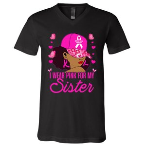 I Wear P.I.Nk. For My Sister Breast Cancer Awareness V-Neck T-Shirt