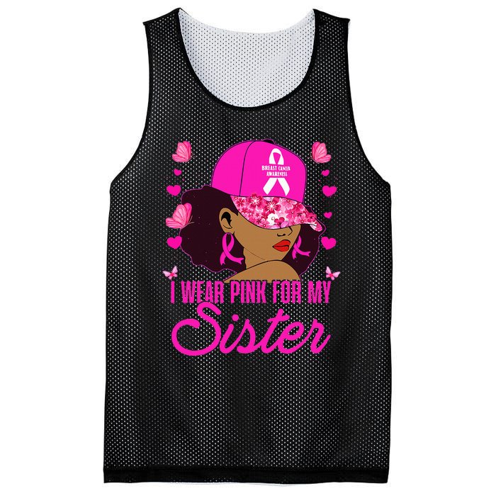 I Wear P.I.Nk. For My Sister Breast Cancer Awareness Mesh Reversible Basketball Jersey Tank