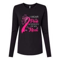 I Wear P.I.N.K In Memory Of My Mom Butterfly Breast Cancer Womens Cotton Relaxed Long Sleeve T-Shirt