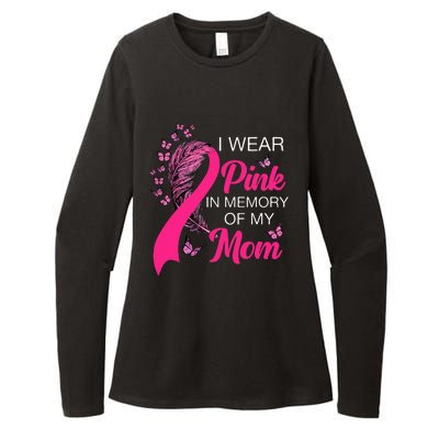 I Wear P.I.N.K In Memory Of My Mom Butterfly Breast Cancer Womens CVC Long Sleeve Shirt