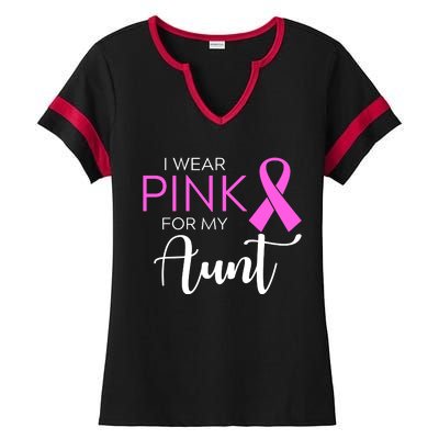 I Wear Pink For My Aunt Breast Cancer Awareness Ladies Halftime Notch Neck Tee