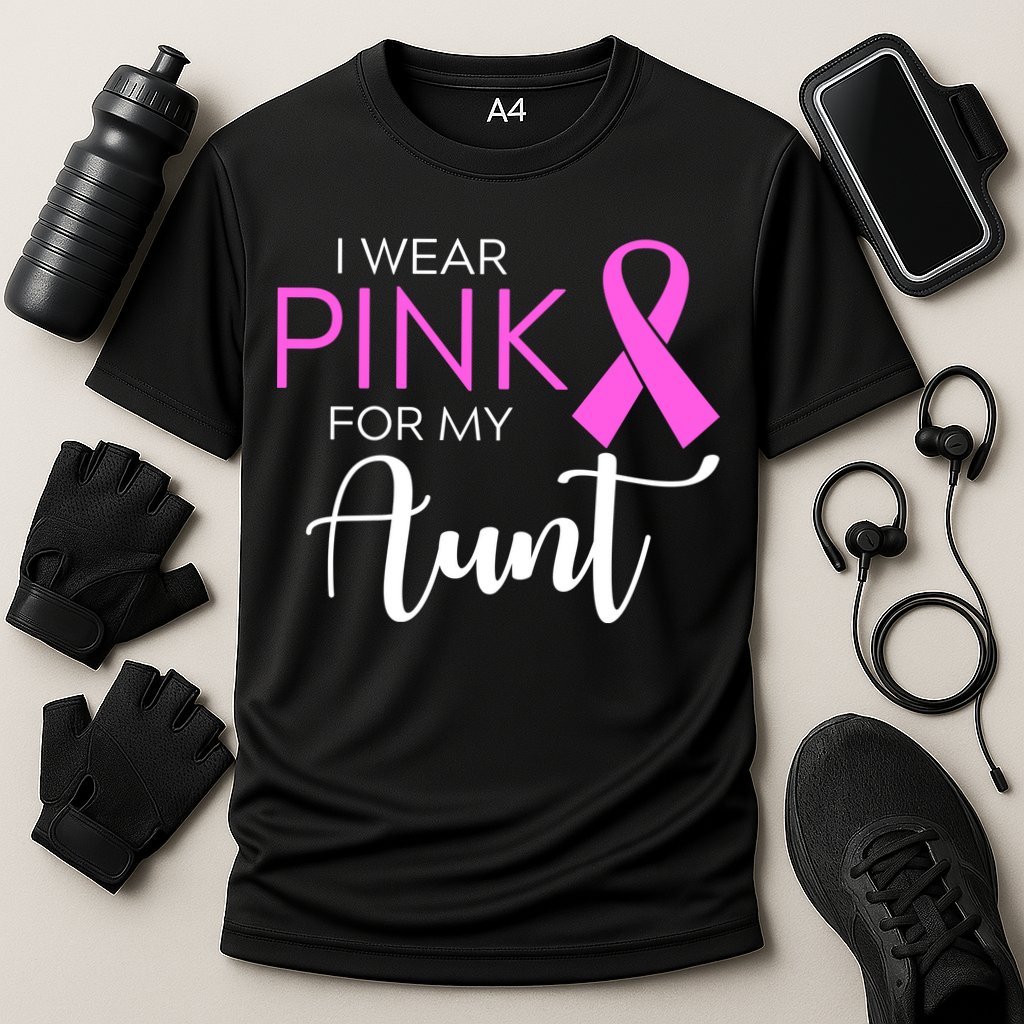 I Wear Pink For My Aunt Breast Cancer Awareness Cooling Performance Crew T-Shirt