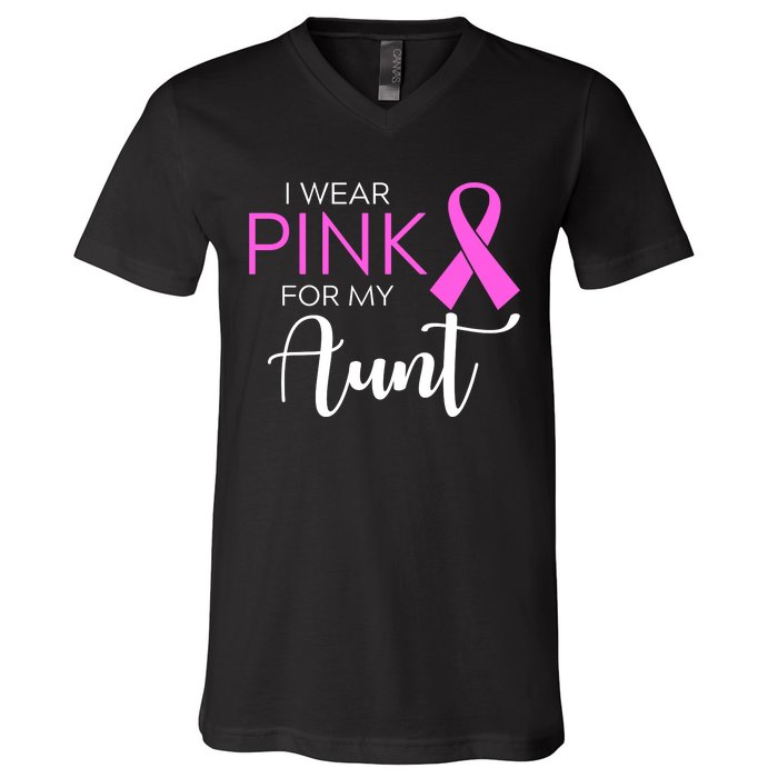 I Wear Pink For My Aunt Breast Cancer Awareness V-Neck T-Shirt