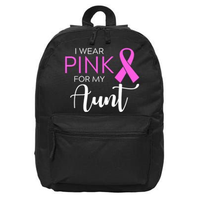 I Wear Pink For My Aunt Breast Cancer Awareness 16 in Basic Backpack