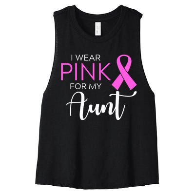 I Wear Pink For My Aunt Breast Cancer Awareness Women's Racerback Cropped Tank