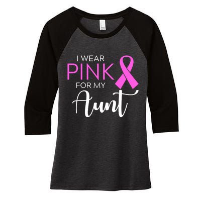 I Wear Pink For My Aunt Breast Cancer Awareness Women's Tri-Blend 3/4-Sleeve Raglan Shirt