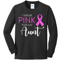 I Wear Pink For My Aunt Breast Cancer Awareness Kids Long Sleeve Shirt