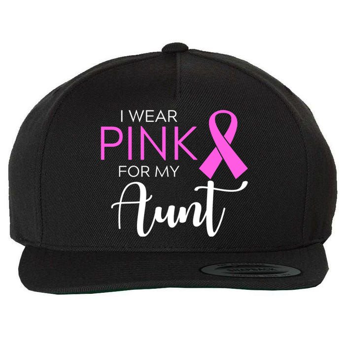 I Wear Pink For My Aunt Breast Cancer Awareness Wool Snapback Cap