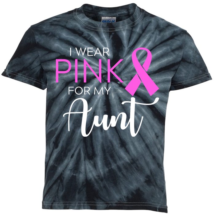 I Wear Pink For My Aunt Breast Cancer Awareness Kids Tie-Dye T-Shirt