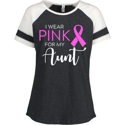 I Wear Pink For My Aunt Breast Cancer Awareness Enza Ladies Jersey Colorblock Tee