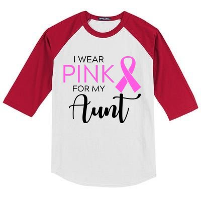 I Wear Pink For My Aunt Breast Cancer Awareness Kids Colorblock Raglan Jersey