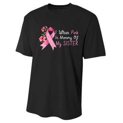 I Wear Pink In Memory Of My Sister Breast Cancer Awareness Performance Sprint T-Shirt