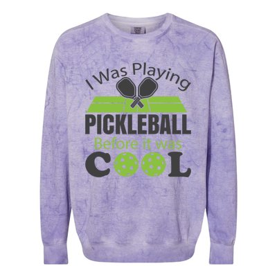 I Was Playing Pickleball Before It Was Cool Gift Colorblast Crewneck Sweatshirt