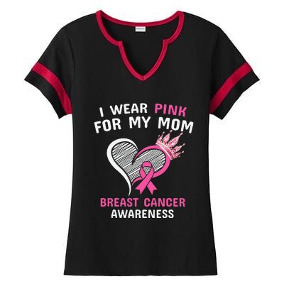 I Wear Pink For My Mom Ladies Halftime Notch Neck Tee