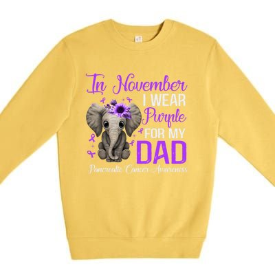 I Wear Purple For My Dad Pancreatic Cancer Awareness Month Gift Premium Crewneck Sweatshirt