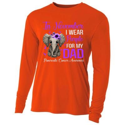 I Wear Purple For My Dad Pancreatic Cancer Awareness Month Gift Cooling Performance Long Sleeve Crew