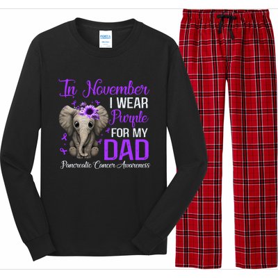 I Wear Purple For My Dad Pancreatic Cancer Awareness Month Gift Long Sleeve Pajama Set