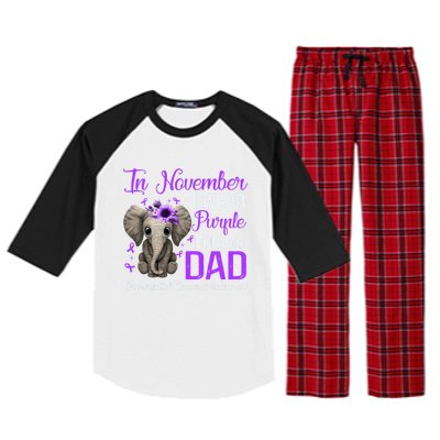 I Wear Purple For My Dad Pancreatic Cancer Awareness Month Gift Raglan Sleeve Pajama Set