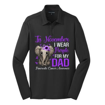 I Wear Purple For My Dad Pancreatic Cancer Awareness Month Gift Silk Touch Performance Long Sleeve Polo