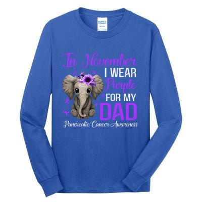 I Wear Purple For My Dad Pancreatic Cancer Awareness Month Gift Tall Long Sleeve T-Shirt