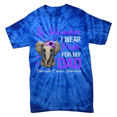 I Wear Purple For My Dad Pancreatic Cancer Awareness Month Gift Tie-Dye T-Shirt