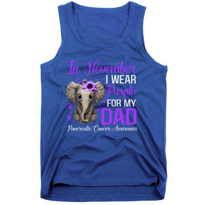 I Wear Purple For My Dad Pancreatic Cancer Awareness Month Gift Tank Top