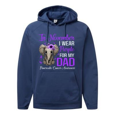 I Wear Purple For My Dad Pancreatic Cancer Awareness Month Gift Performance Fleece Hoodie