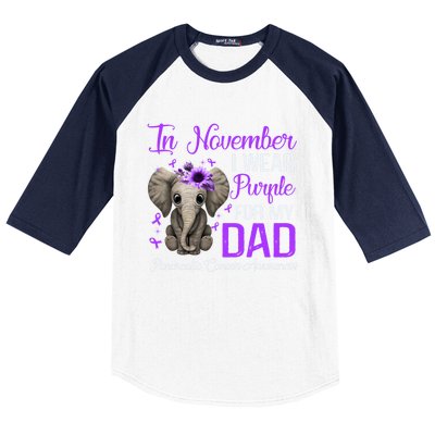 I Wear Purple For My Dad Pancreatic Cancer Awareness Month Gift Baseball Sleeve Shirt