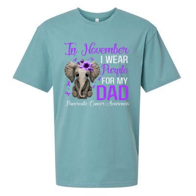 I Wear Purple For My Dad Pancreatic Cancer Awareness Month Gift Sueded Cloud Jersey T-Shirt