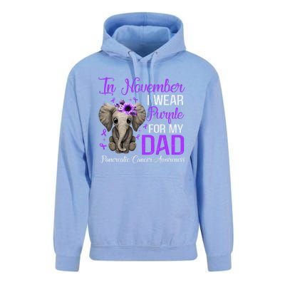 I Wear Purple For My Dad Pancreatic Cancer Awareness Month Gift Unisex Surf Hoodie