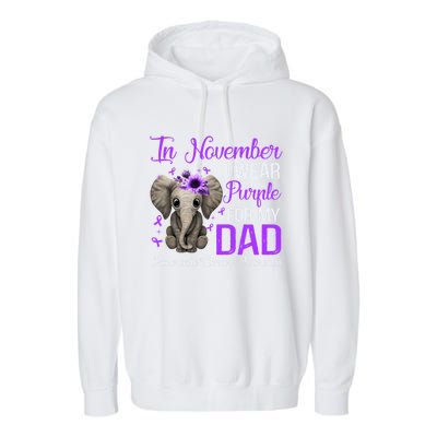 I Wear Purple For My Dad Pancreatic Cancer Awareness Month Gift Garment-Dyed Fleece Hoodie